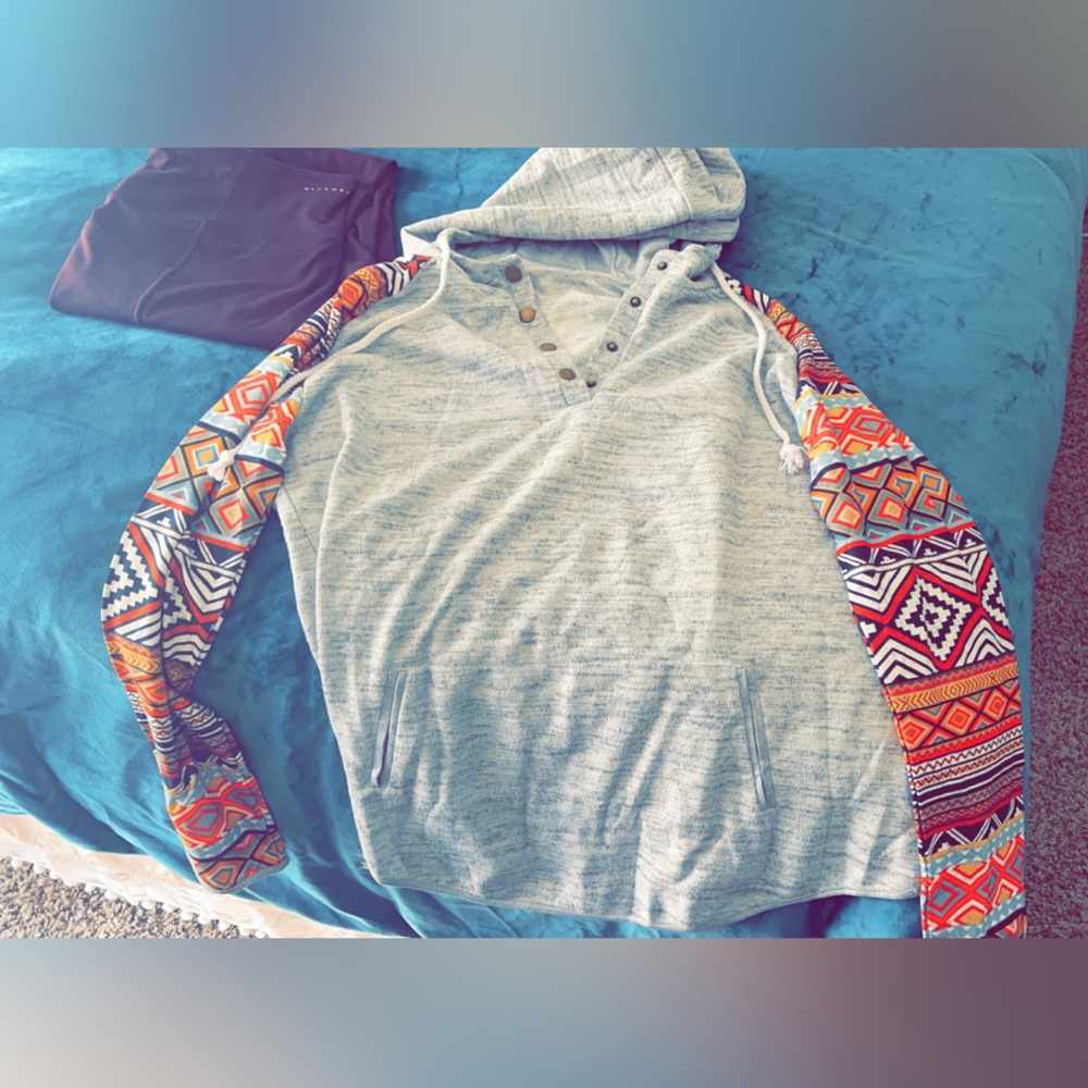 Brand new Aztec button down hoodie